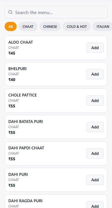 SLP Canteen Hub QR ordering screen with a live menu