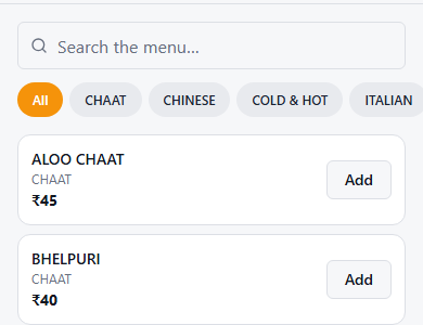 SLP Canteen Hub QR ordering app showing a live menu